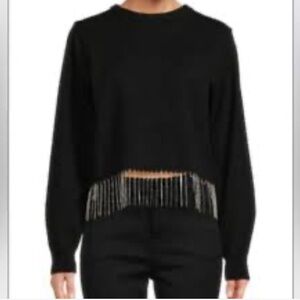 House of Harlow 1960 Diamanté Trim Mohair Blend Crew Neck Sweater